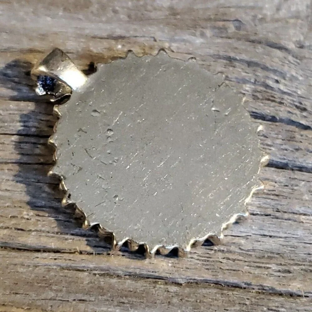 Y2K Vintage Black Leather Embossed Swirls Bali Style Bail Silver Pewter Pendant